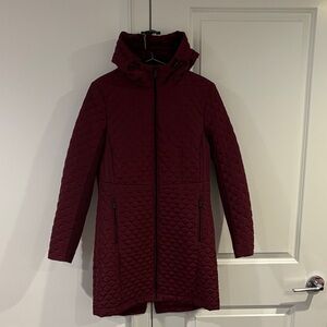 BCBGeneration Deep Red Quilted Puffer Coat